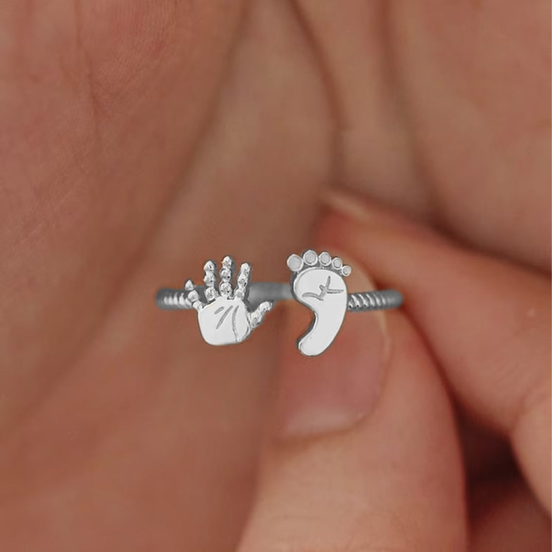 For Mother - S925 Mama to Be Palm and Foot Ring