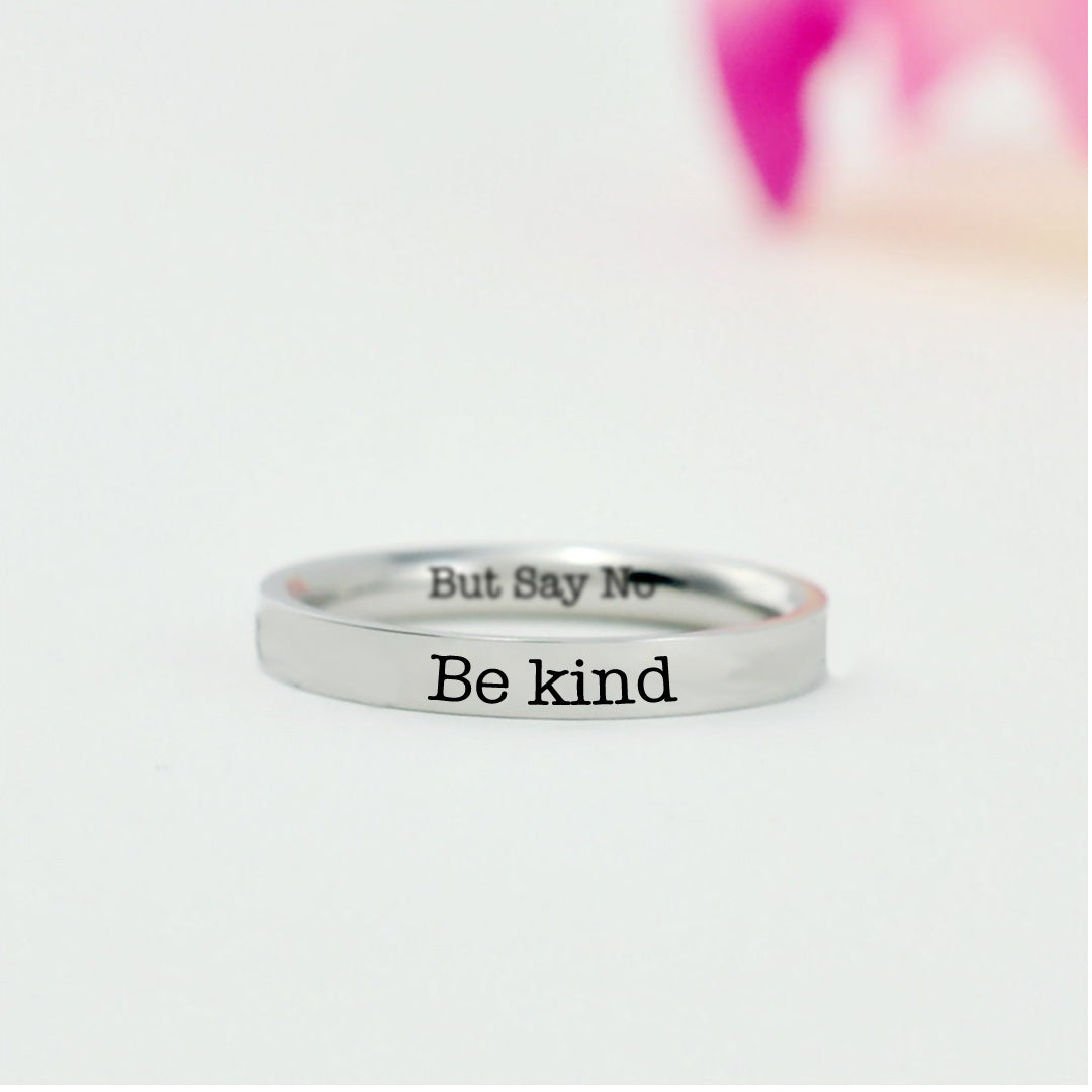 S925 Be Kind But Say No Circle Ring