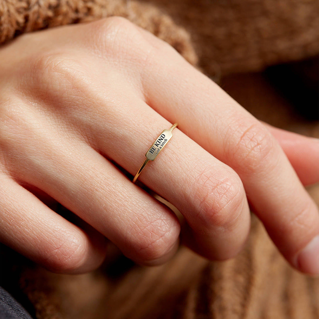 Be Kind...of a Bi❤ch Dainty Bar Ring