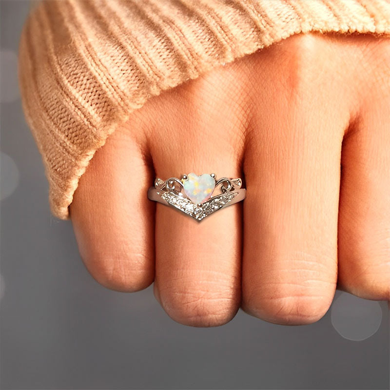 Self Love Heart Crown Opal Ring