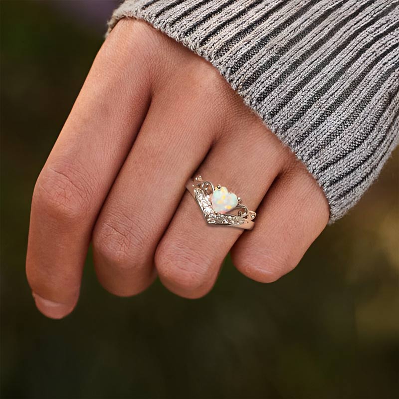 Self Love Heart Crown Opal Ring