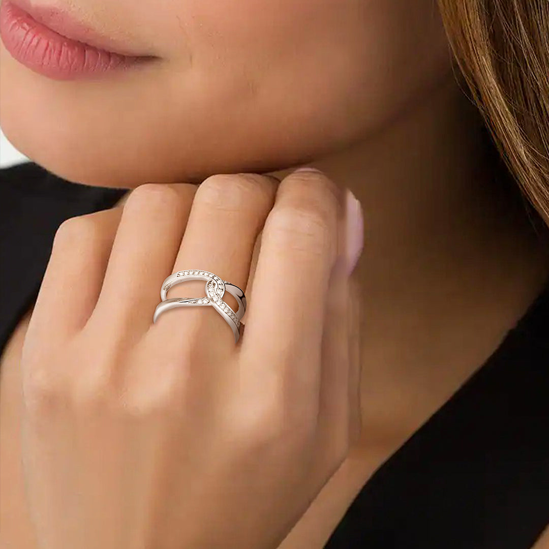 For Daughter - S925 Mother & Daughter Forever Linked Forever loved Cross Ring