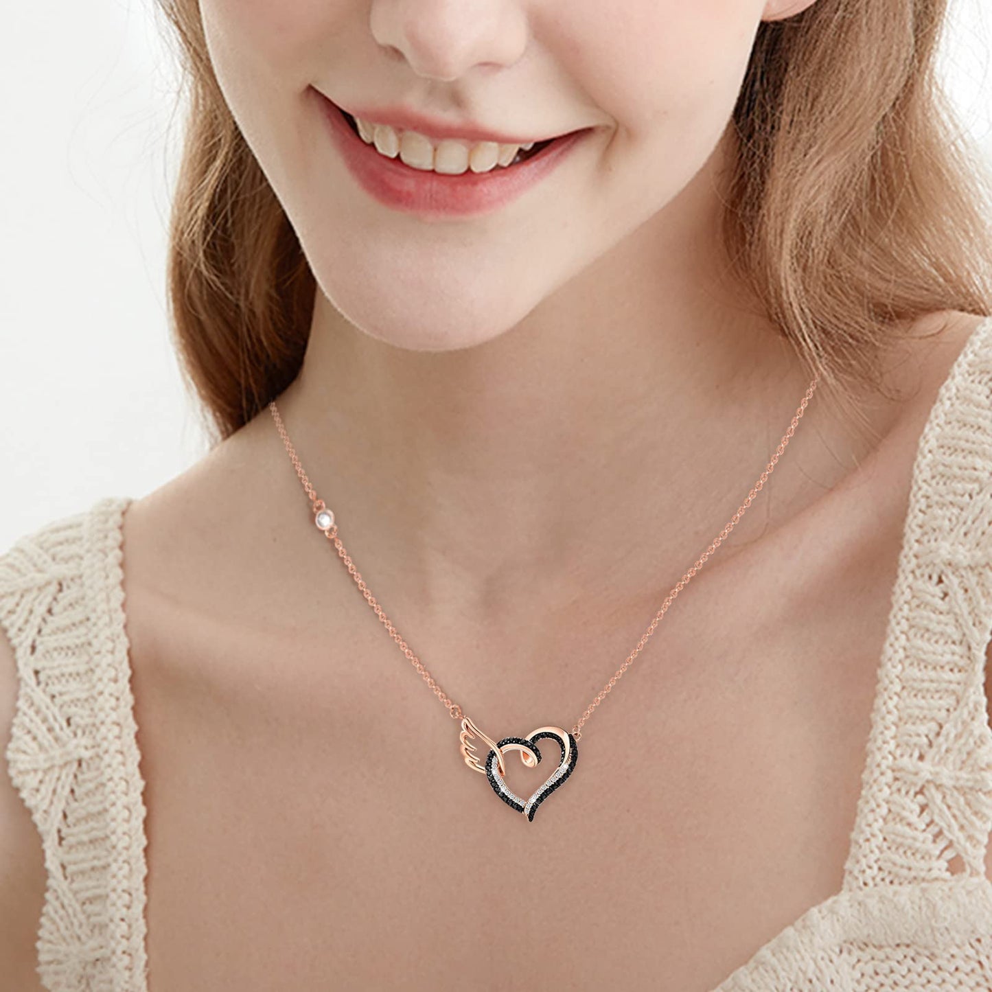 For Memorial - Life and Death Heart Wing Necklace