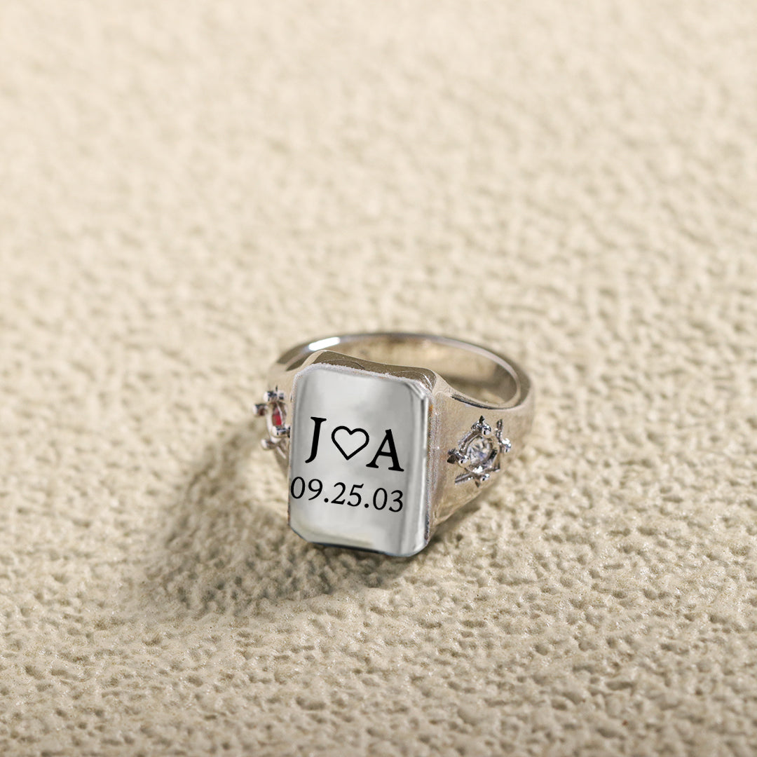 S925 Custom Initial & Special Date Ring