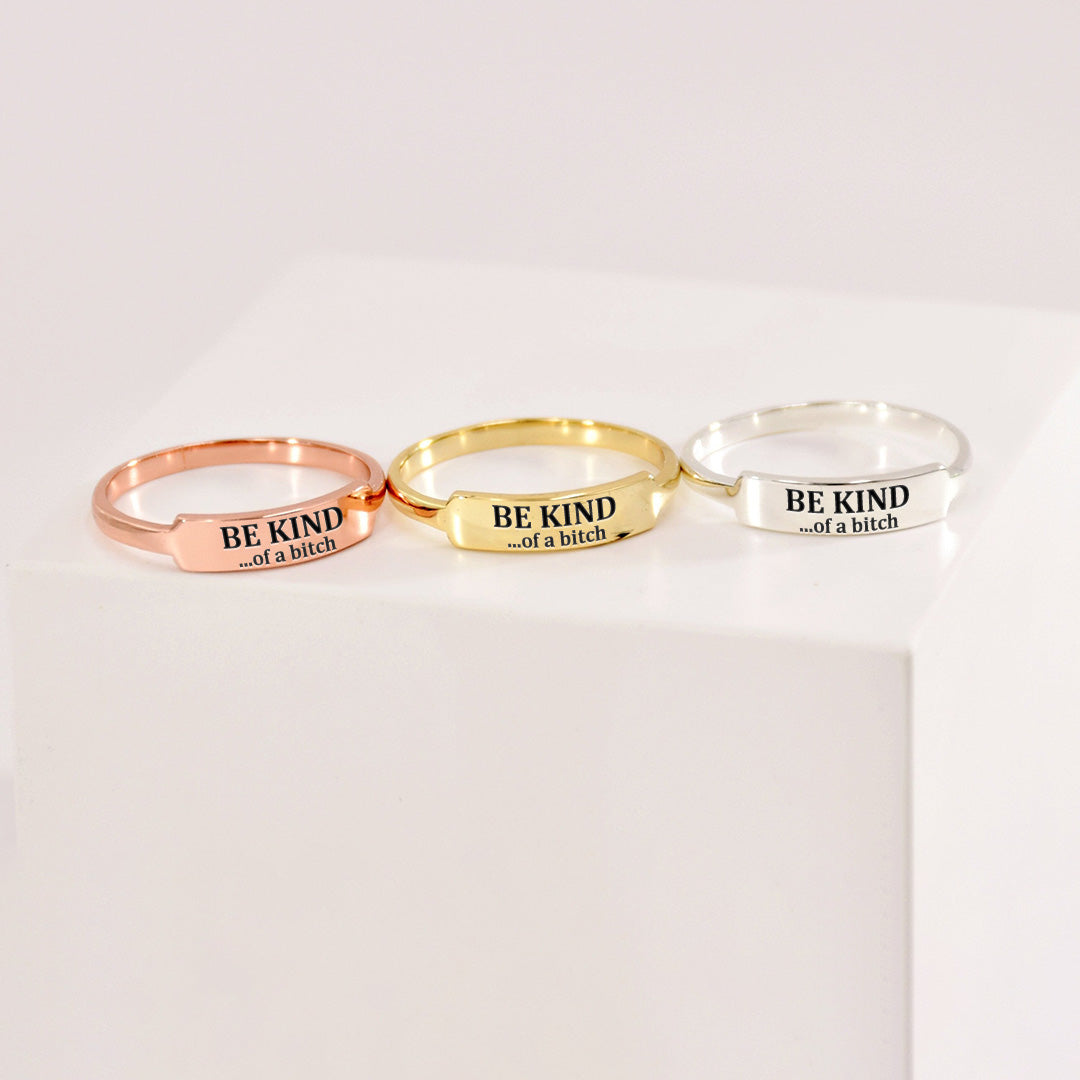 Be Kind...of a Bi❤ch Dainty Bar Ring