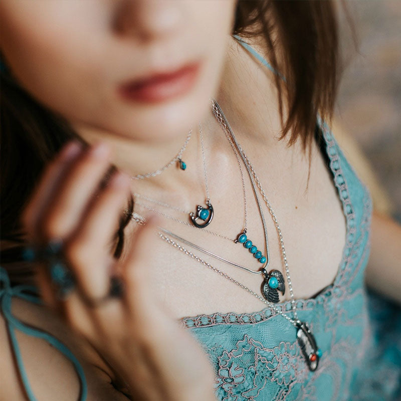 S925 Five-Point Turquoise Necklace