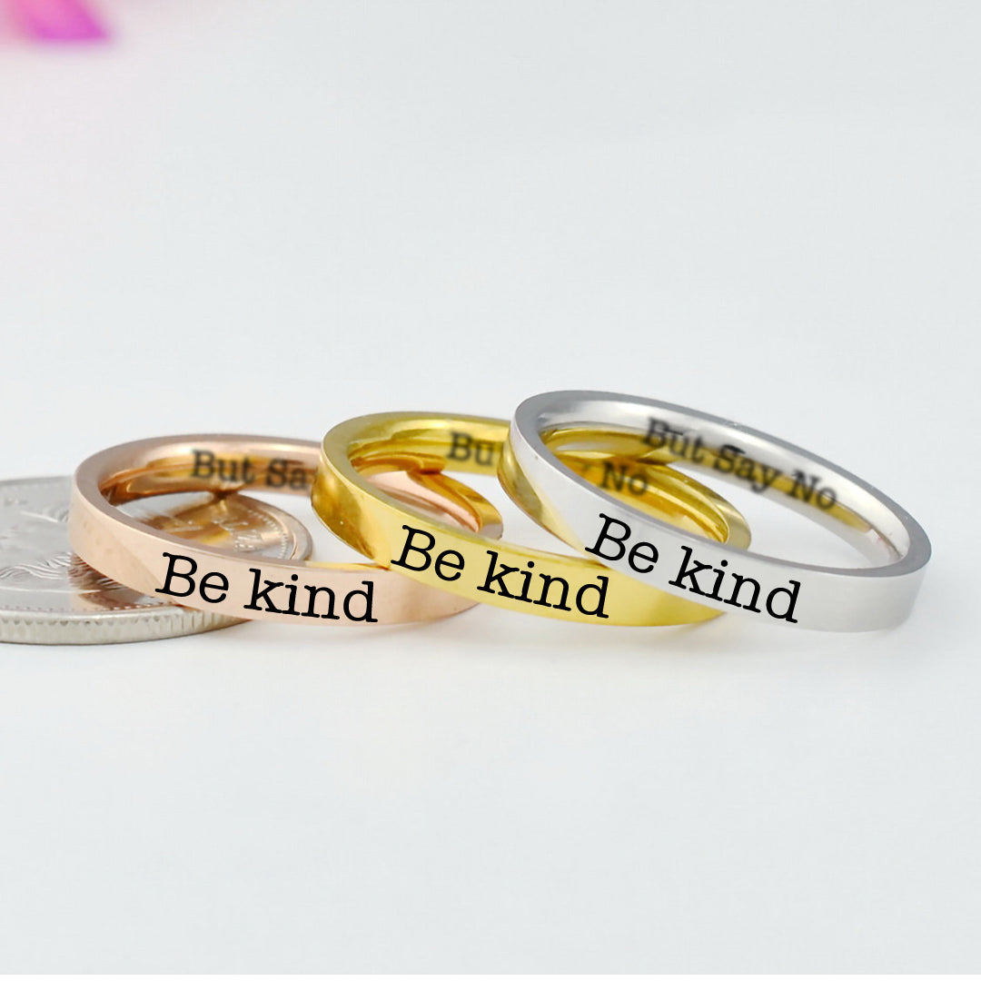 S925 Be Kind But Say No Circle Ring