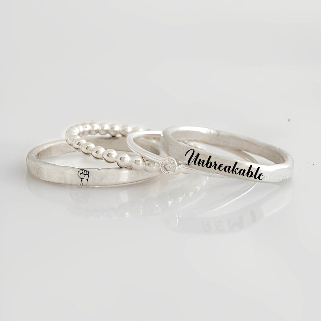 S925 Unbreakable Stacked Ring - 4 Rings Set