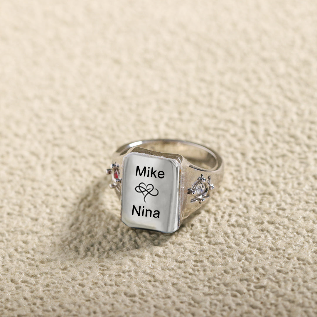For Love - S925 Name And Birthstone Custom Ring