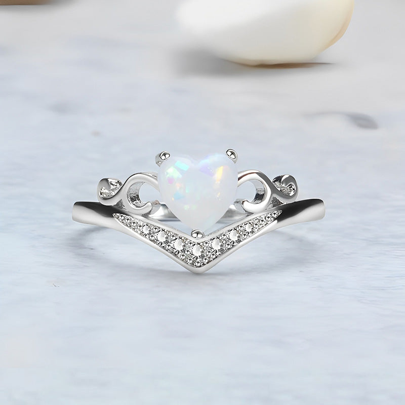 Self Love Heart Crown Opal Ring