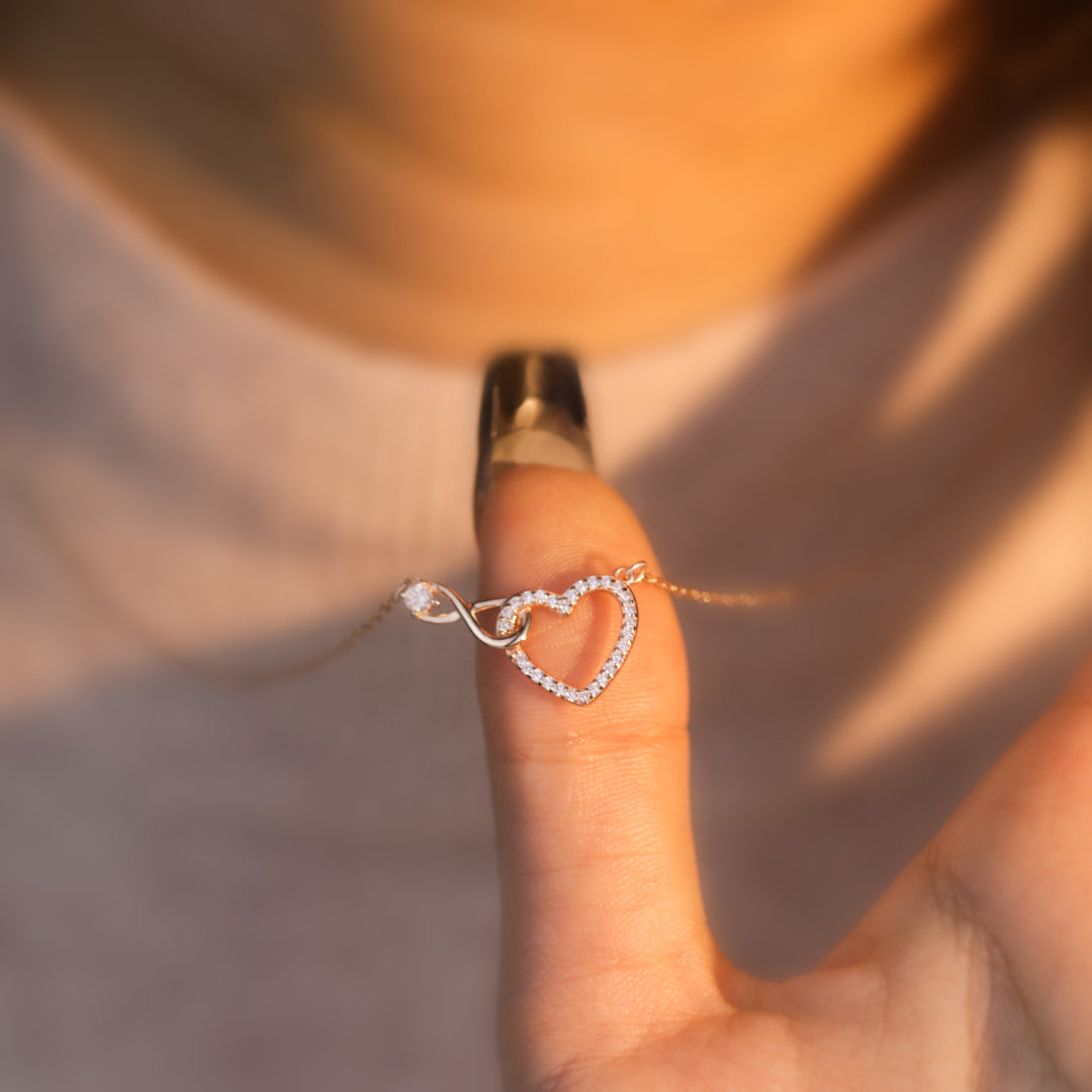 For Bonus Daughter - S925 Always Shine Like The Brightest Star Infinity Heart Necklace