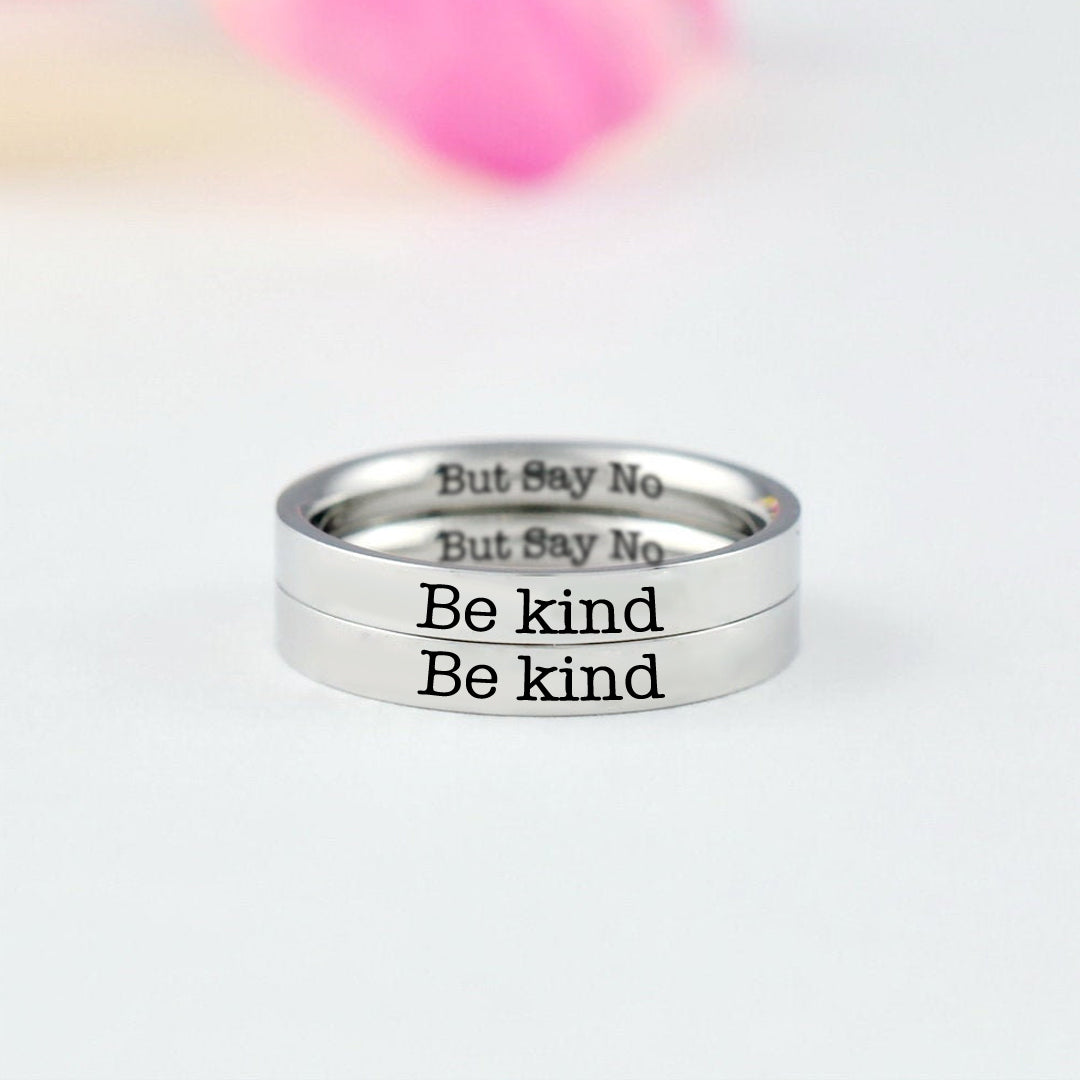 S925 Be Kind But Say No Circle Ring