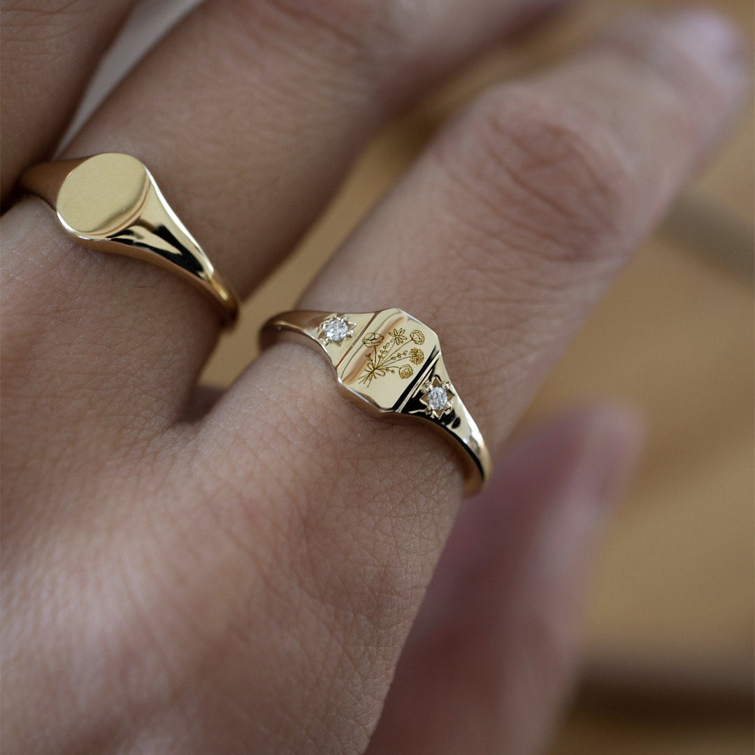 S925 Custom Birth Flower Ring