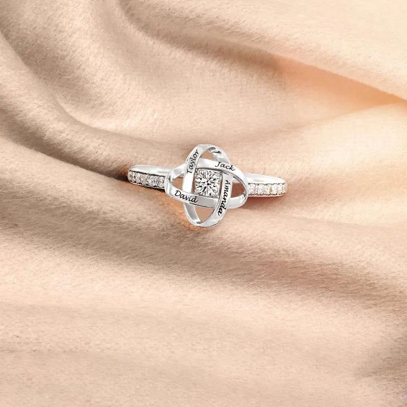 For Mother - S925 Custom Name Knot Ring