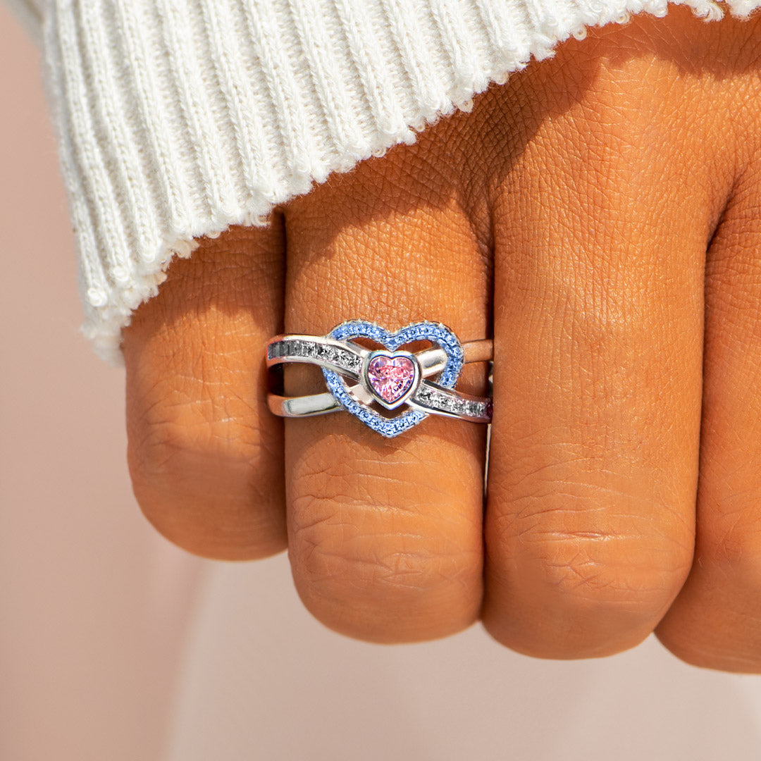 S925 Mother & Daughter Forever Linked Together Custom Infinite Love Ring