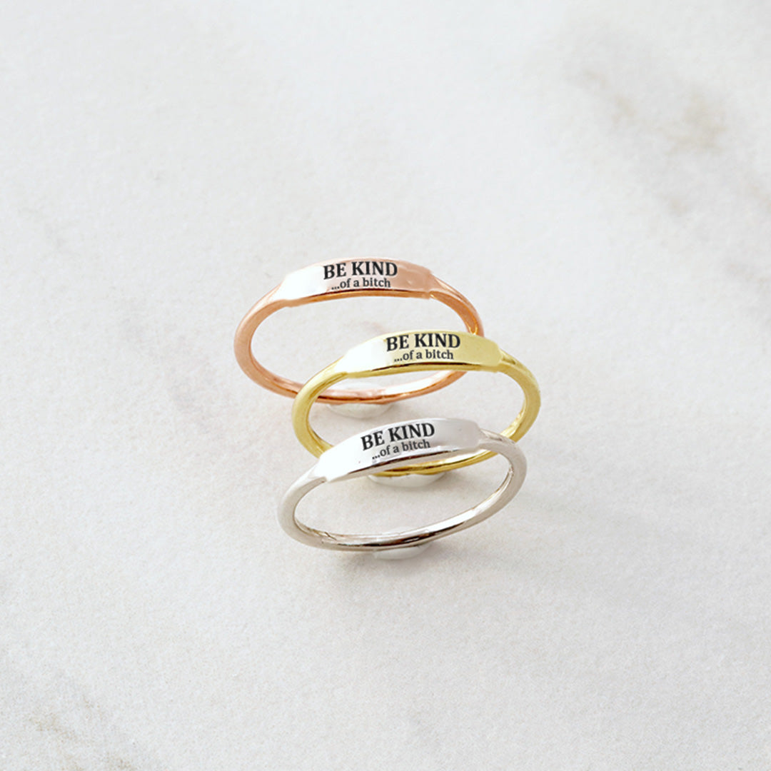 Be Kind...of a Bi❤ch Dainty Bar Ring