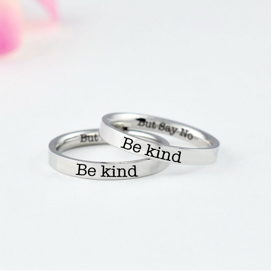 S925 Be Kind But Say No Circle Ring
