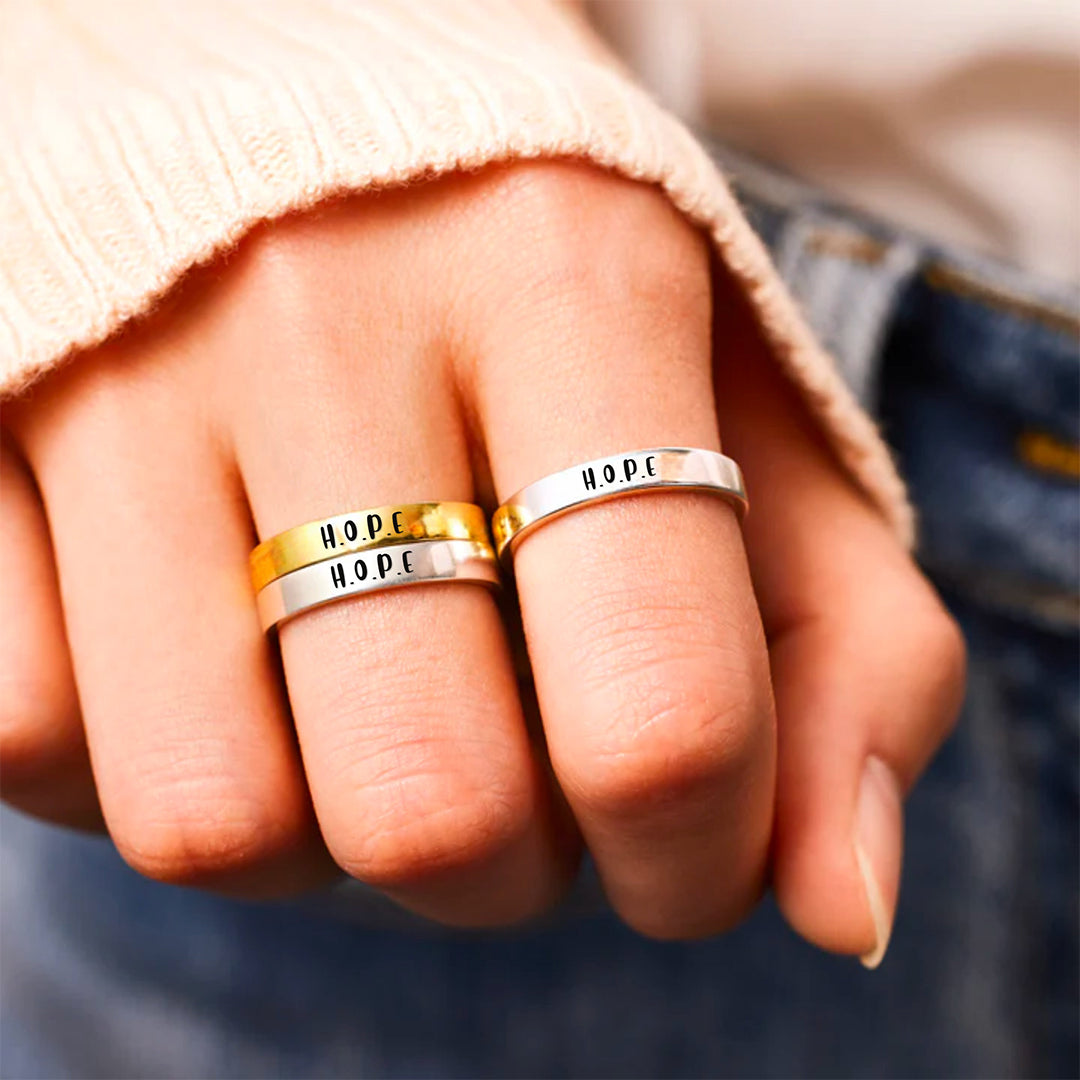 S925 Hold On Pain Ends Circle Ring