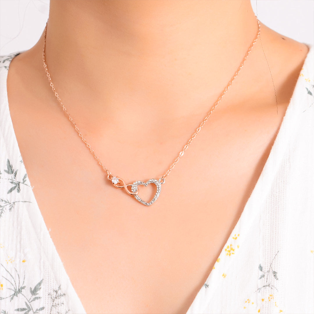 For Bonus Daughter - S925 Always Shine Like The Brightest Star Infinity Heart Necklace