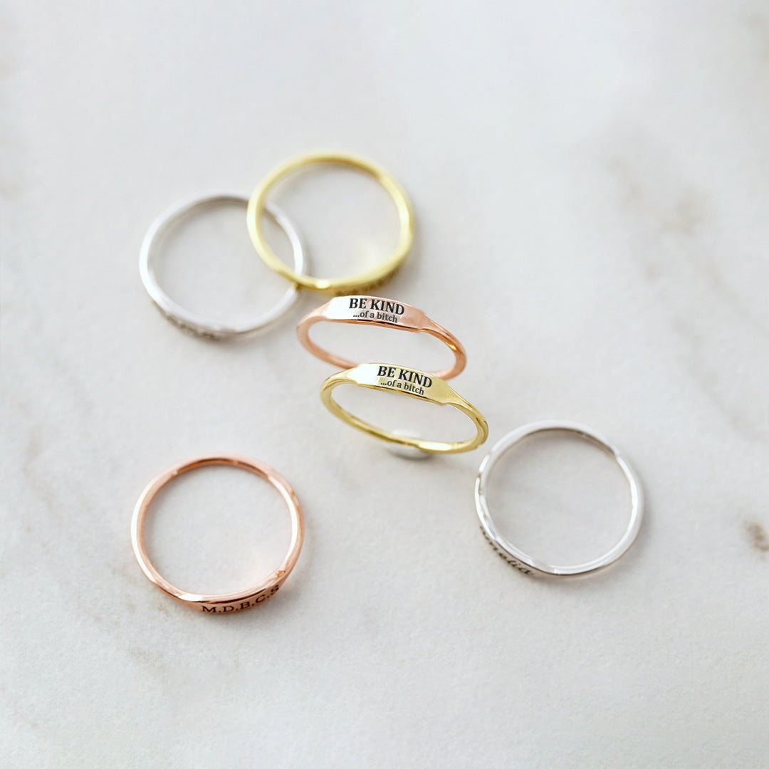 Be Kind...of a Bi❤ch Dainty Bar Ring