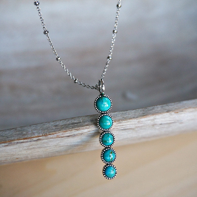 S925 Five-Point Turquoise Necklace