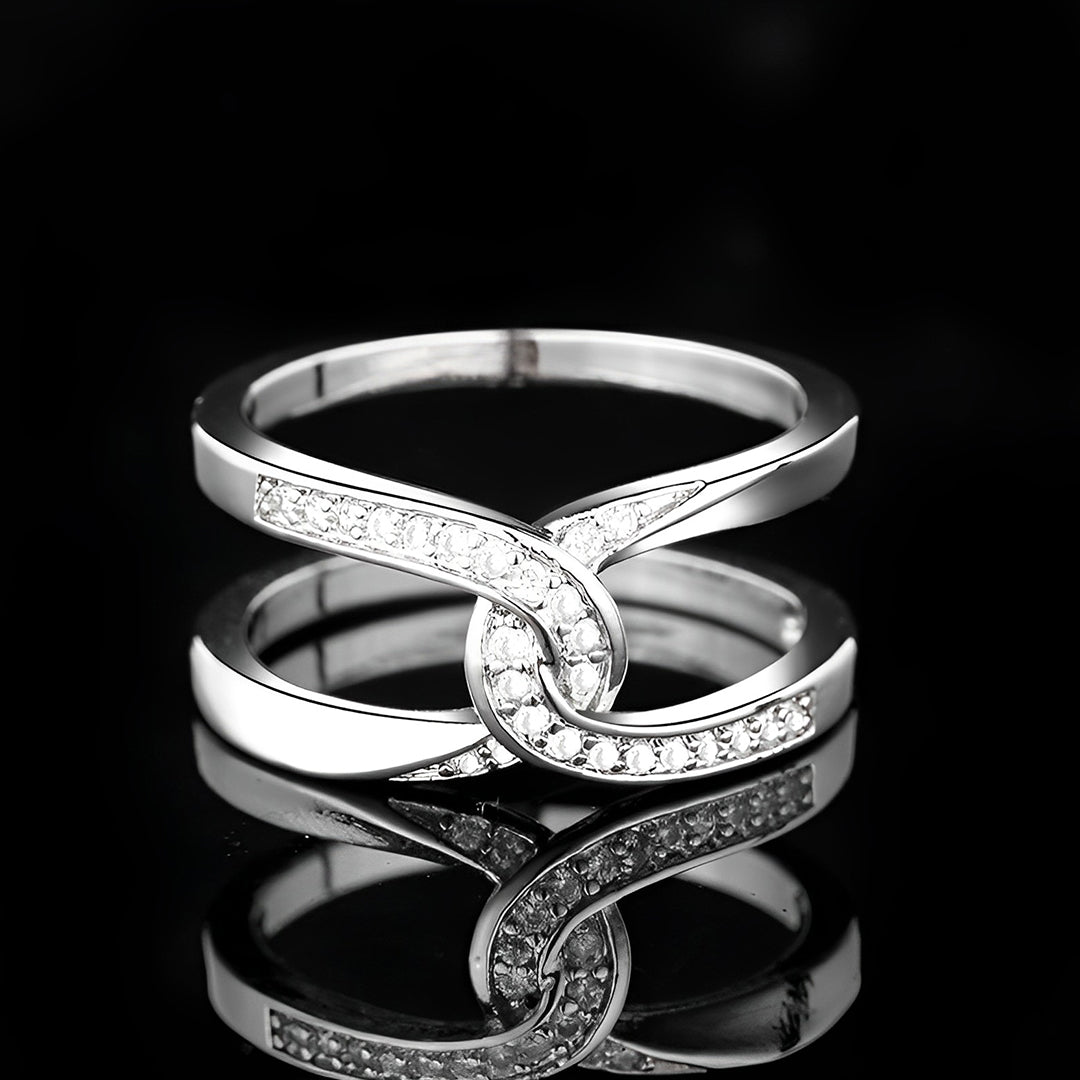 For Daughter - S925 Mother & Daughter Forever Linked Forever loved Cross Ring
