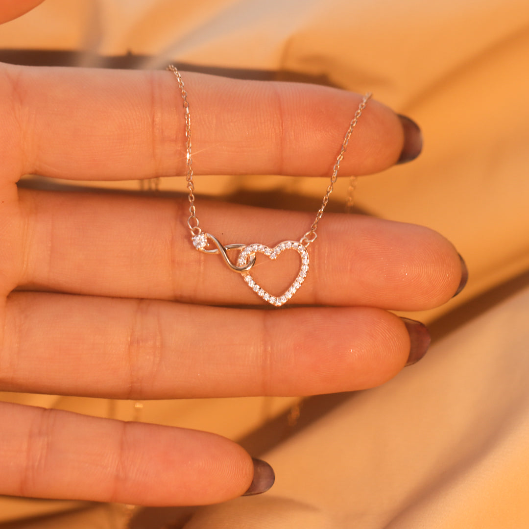 For Bonus Daughter - S925 Always Shine Like The Brightest Star Infinity Heart Necklace