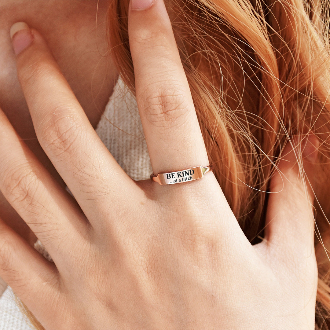 Be Kind...of a Bi❤ch Dainty Bar Ring