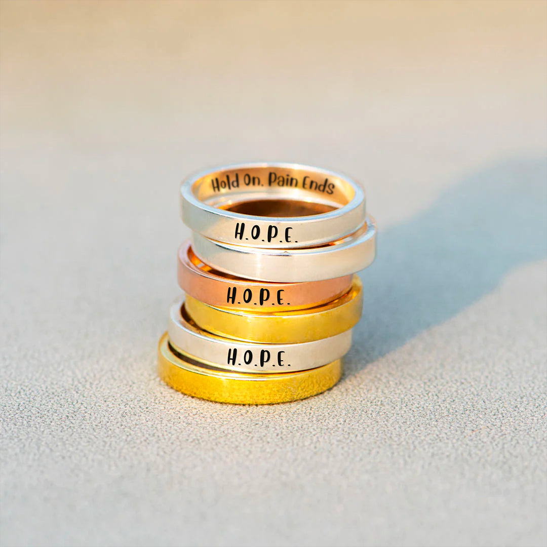 S925 Hold On Pain Ends Circle Ring