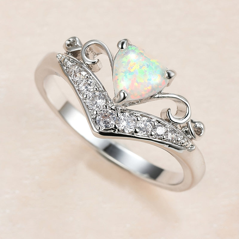 Self Love Heart Crown Opal Ring