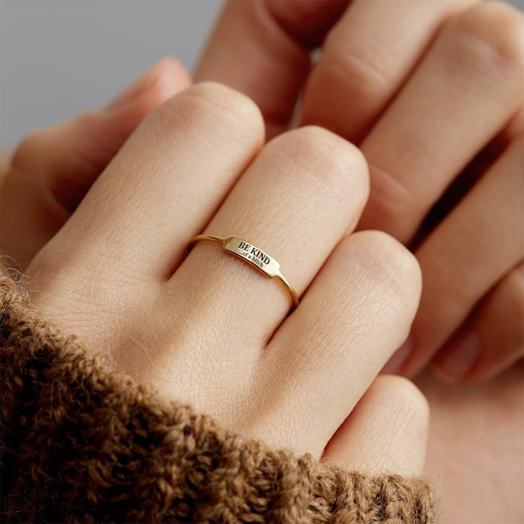 Be Kind...of a Bi❤ch Dainty Bar Ring