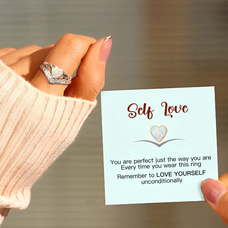 Self Love Heart Crown Opal Ring