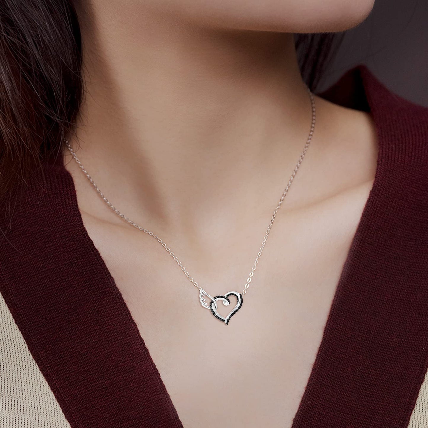 For Memorial - Life and Death Heart Wing Necklace