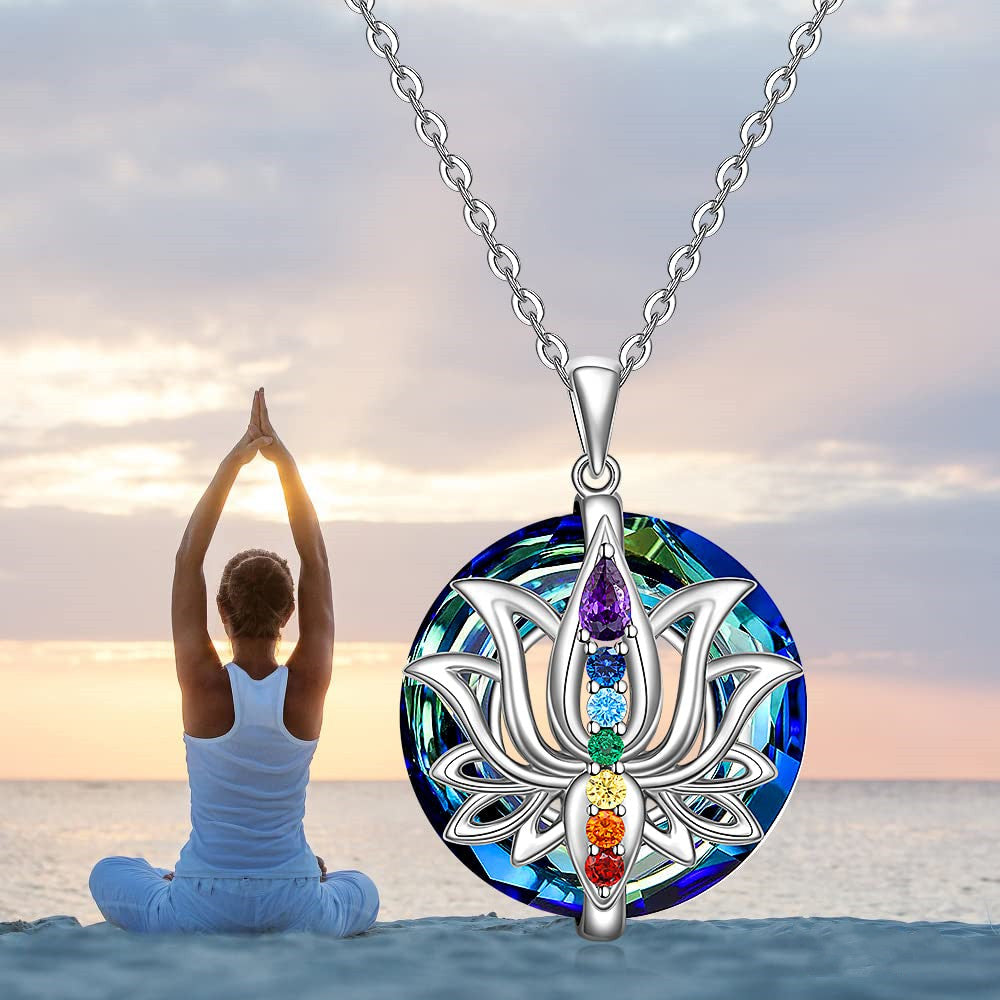 S925 Move on Colorful Lotus Necklace