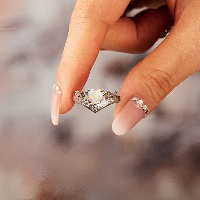 Self Love Heart Crown Opal Ring