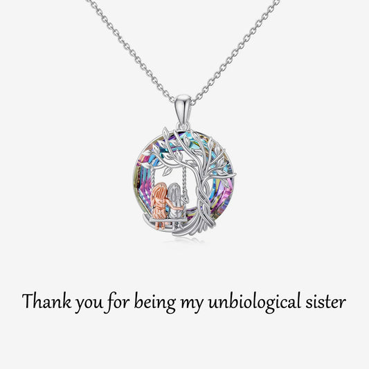 For Friend - S925 Thank You for Being My Unbiological Sister Tree of Life Sisters Necklace