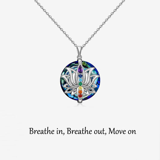 S925 Move on Colorful Lotus Necklace