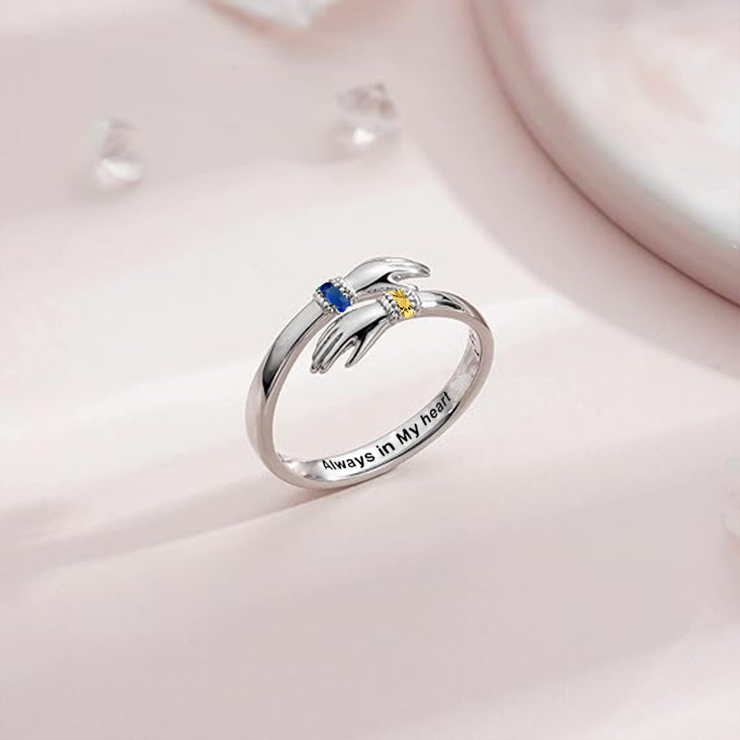 For Granddaughter - Always Keep Me In Your Heart Custom Birthstone Hug Ring