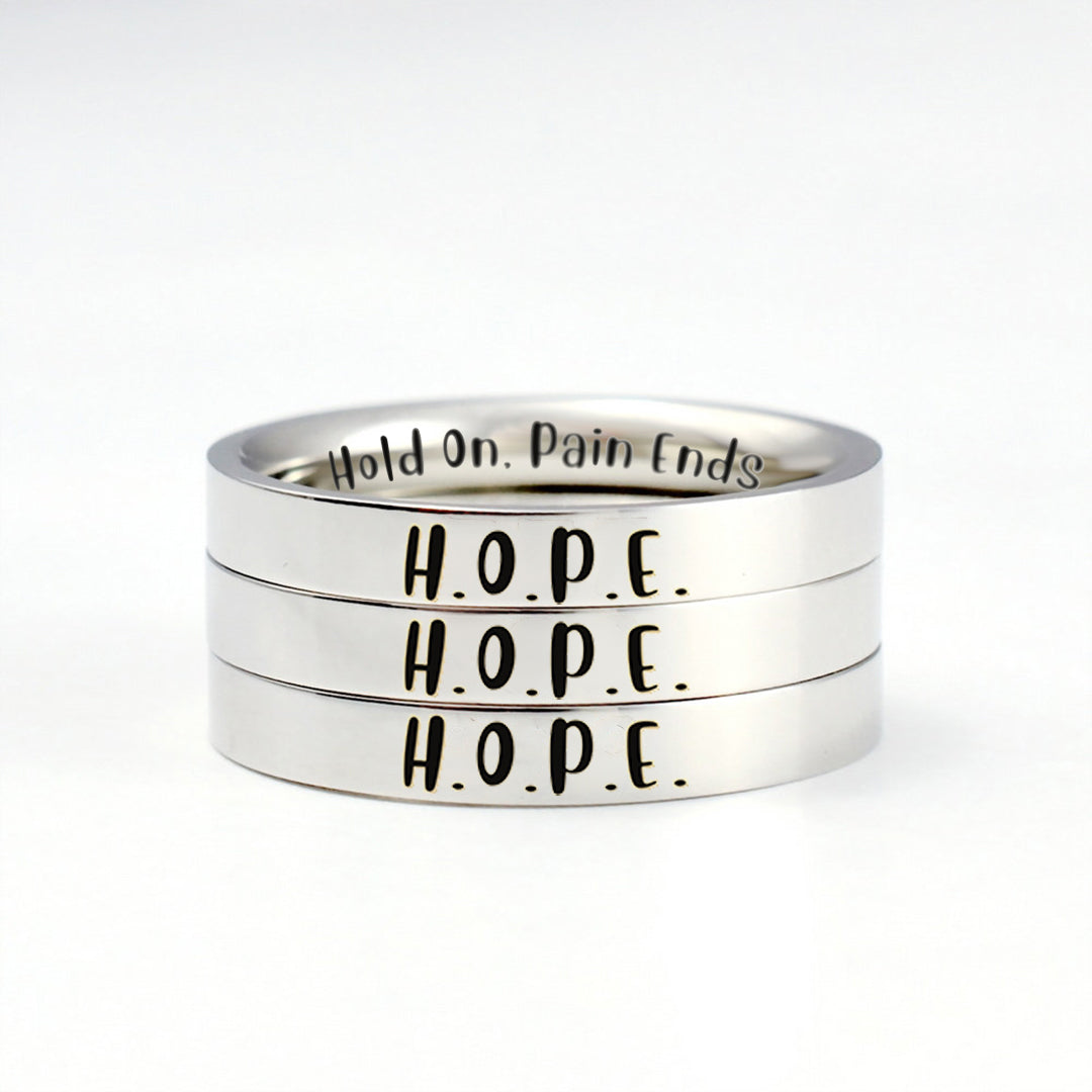 S925 Hold On Pain Ends Circle Ring