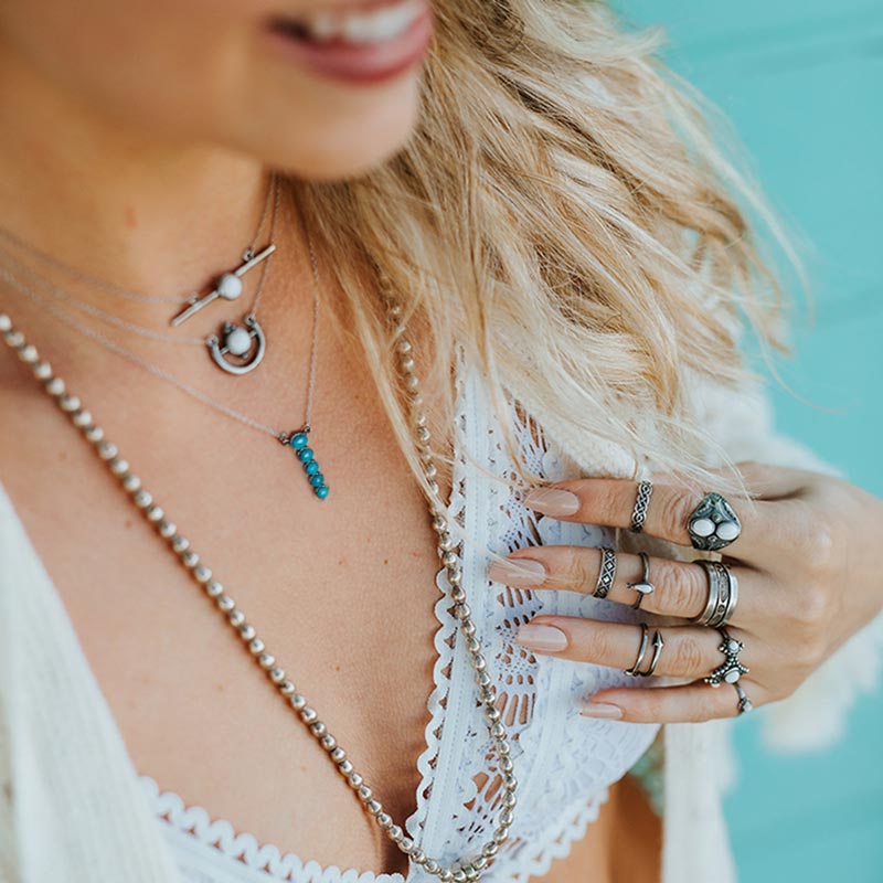 S925 Five-Point Turquoise Necklace