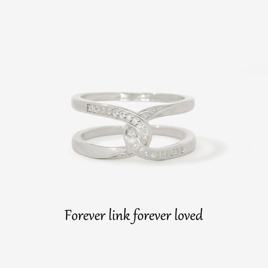 For Daughter - S925 Mother & Daughter Forever Linked Forever loved Cross Ring