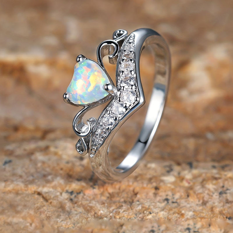 Self Love Heart Crown Opal Ring