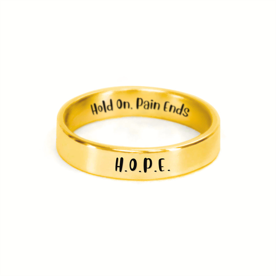 S925 Hold On Pain Ends Circle Ring