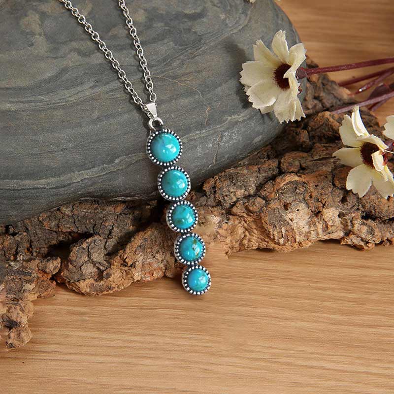 S925 Five-Point Turquoise Necklace