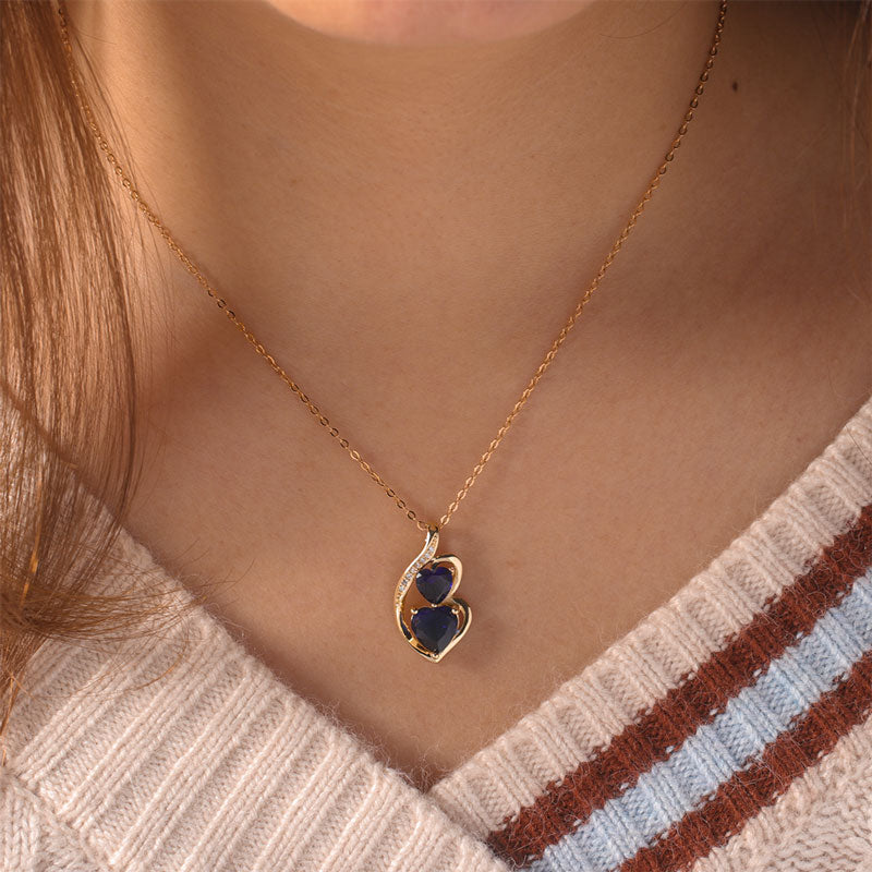 For Daughter - S925 The Love Between Mother and Daughter is Forever Blue Hearts Necklace