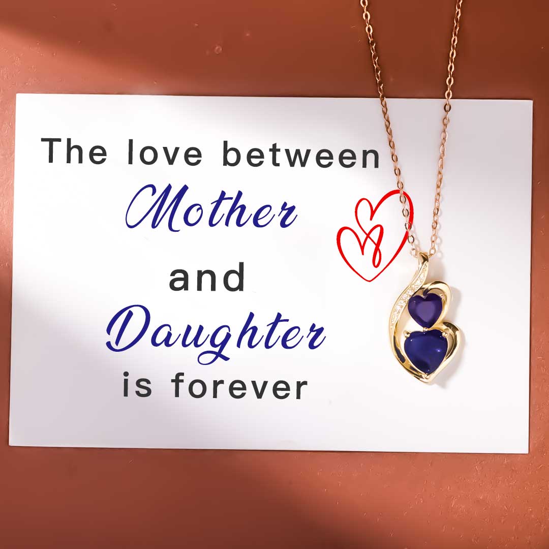 For Daughter - S925 The Love Between Mother and Daughter is Forever Blue Hearts Necklace