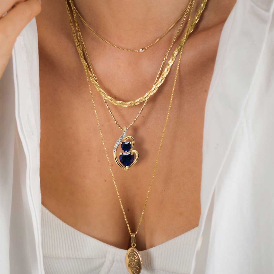For Daughter - S925 The Love Between Mother and Daughter is Forever Blue Hearts Necklace