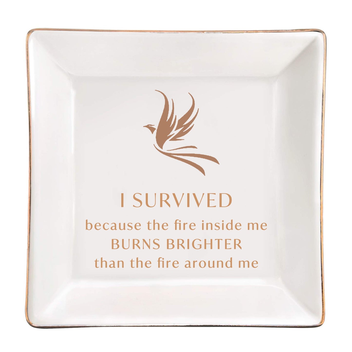 For Self - S925 I Survived Because The Fire Inside Me Burns Brighter Than The Fire Around Me Colorful Phoenix Necklace