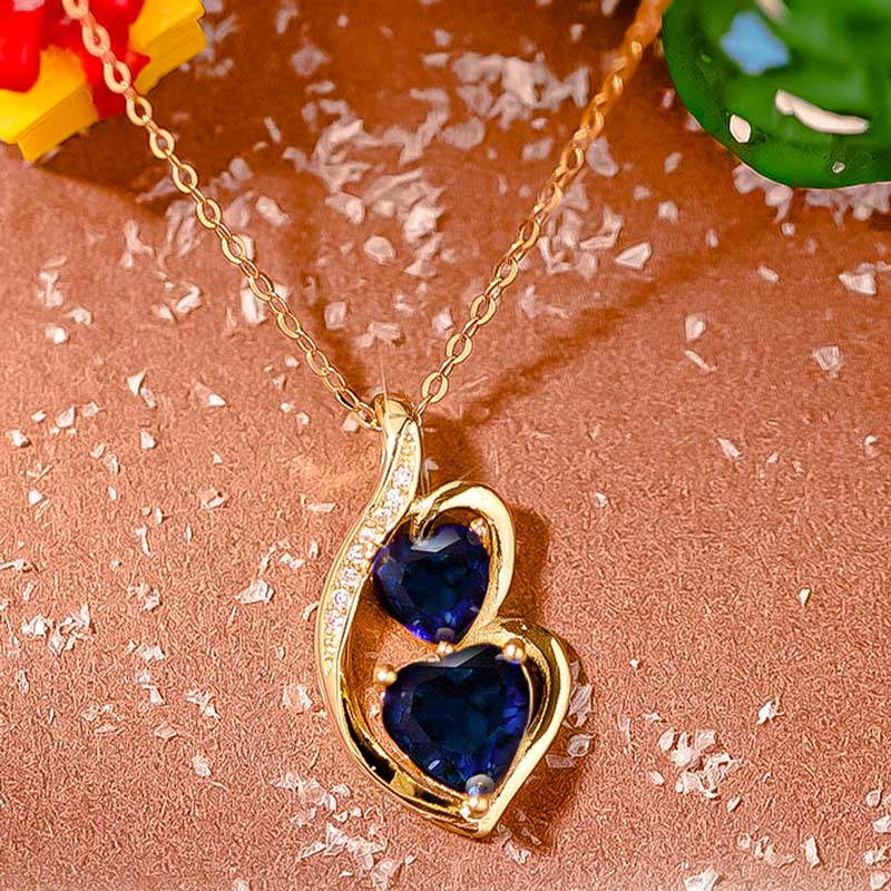 For Daughter - S925 The Love Between Mother and Daughter is Forever Blue Hearts Necklace