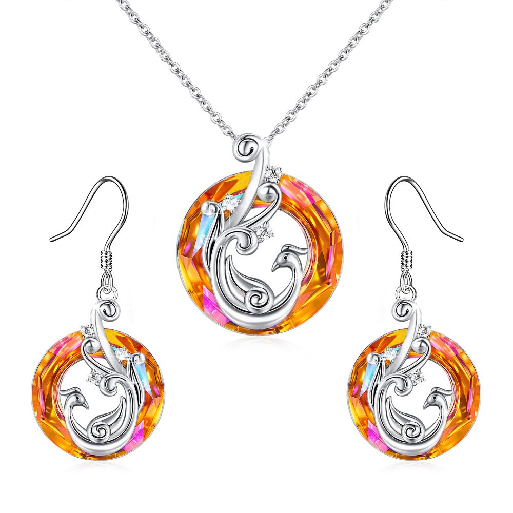 For Self - S925 I Survived Because The Fire Inside Me Burns Brighter Than The Fire Around Me Colorful Phoenix Necklace